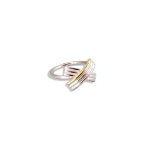 Gold and Silver Bow Ring - on white background