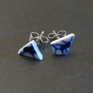 Coalport  Flow Blue - Chip Earrings Coalport  Flow Blue - Chip Earrings