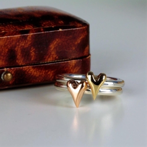 Gold Heart Silver Halo Ring Gold Heart Silver Halo Ring