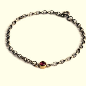Pink Tourmaline Silver & Gold blossom Bracelet Pink Tourmaline Silver & Gold blossom Bracelet