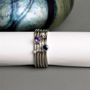 Platinum Birthstone Diamond Stacking Rings - Gemstone choice Platinum Birthstone Diamond Stacking Rings - Gemstone choice