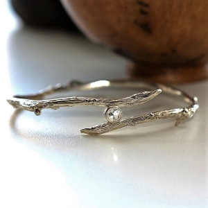White Topaz Silver Twig Bangle White Topaz Silver Twig Bangle