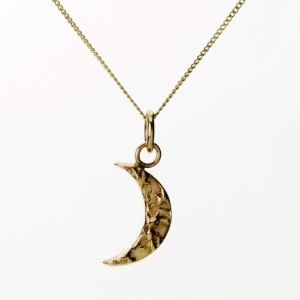 Solid Gold Textured Moon Necklace Solid Gold Textured Moon Necklace