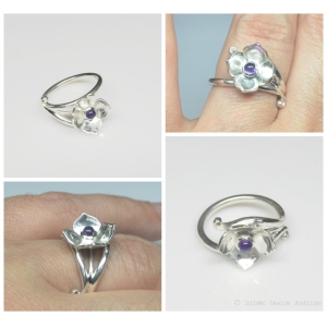 Hydrangea Petal Ring - Amethyst cabochon Hydrangea Petal Ring - Amethyst cabochon