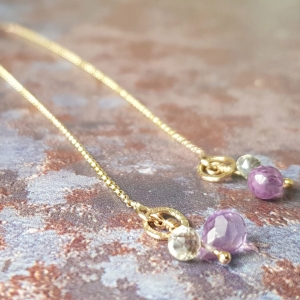 AMETHYST SOLID GOLD THREADER EARRINGS AMETHYST SOLID GOLD THREADER EARRINGS