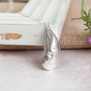 Sterling Silver Mussel Shell Necklace, Sterling Silver Mussel Shell Necklace,