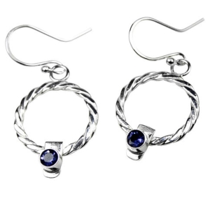 Twist Weave Circle Earrings with Iolites Twist Weave Circle Earrings with Iolites