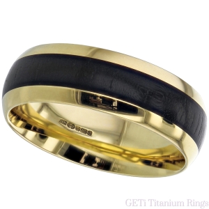 Yellow Gold Court Ring - Wood Inlay