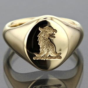 3D Laser Engraved Gold Signet Ring