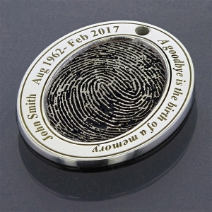 Memorial Silver Pendant with Fingerprint Memorial Silver Pendant with Fingerprint