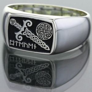 Silver Viking Sword Signet Ring