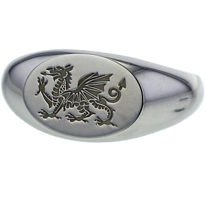 Silver Welsh Dragon Ring - Signet Style