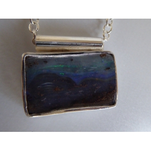 Australian Boulder Opal silver pendant necklace one of a kind Australian Boulder Opal silver pendant necklace one of a kind