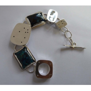 Silver hollowforms & Azurite bracelet Silver hollowforms & Azurite bracelet