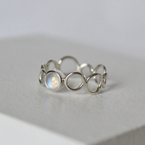 Sterling silver rainbow moonstone bubble ring Sterling silver rainbow moonstone bubble ring