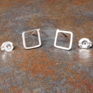 Diamond Sterling Silver Studs - Small Diamond Sterling Silver Studs - Small