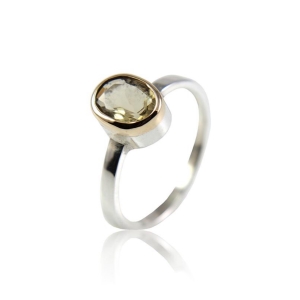 Lemon Citrine Ring Set in Gold & Silver Lemon Citrine Ring Set in Gold & Silver