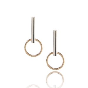 Reverse Bar Earrings in Silver & Gold Reverse Bar Earrings in Silver & Gold