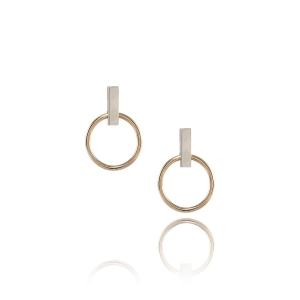 Silver and Gold Reverse Bar Earrings (Mini) Silver and Gold Reverse Bar Earrings (Mini)