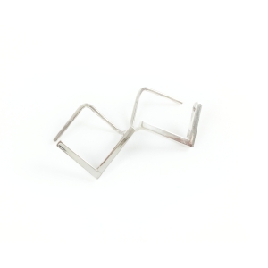 Handcrafted Geo Square Threader Silver Earrings Handcrafted Geo Square Threader Silver Earrings