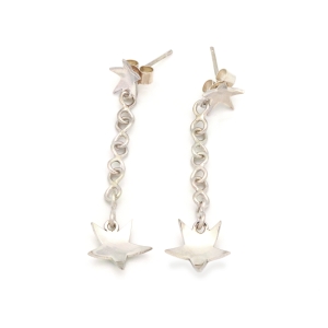 Sterling Silver 2 Star & Chain Studs Sterling Silver 2 Star & Chain Studs