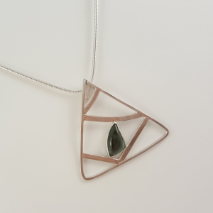 Tourmaline & Silver triangular openwork pendant Tourmaline & Silver triangular openwork pendant