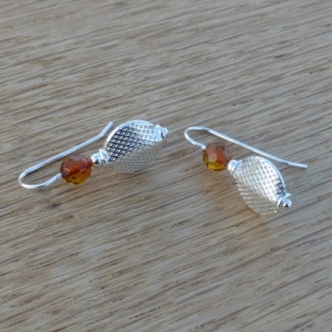 Coin Bead and Amber Earrings Coin Bead and Amber Earrings