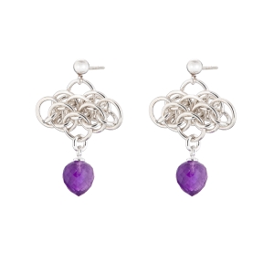 "Nymph Amethyst" Sterling silver chainmail earrings "Nymph Amethyst" Sterling silver chainmail earrings