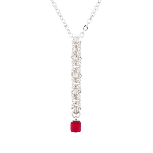 "Ruby Cube" necklace - silver & Murano glass