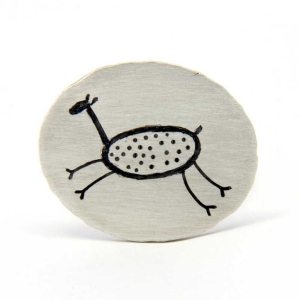 CAPIVARA sterling silver oxidized brushed brooch