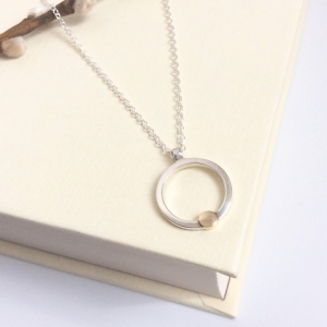 Circle and dot necklace - silver and gold Circle and dot necklace - silver and gold