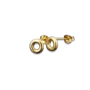 18k Yellow Gold Mini Torus Stud Earrings 18k yellow gold mini torus stud earrings - gold studs on white background