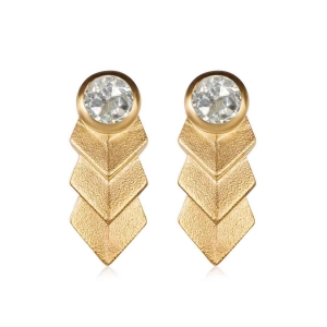Zen Mini Pathway Earrings in gold vermeil with white topaz