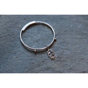 Christening bracelet solid silver Baby bangle with oak leaf charm in silver and gold, child's bracelet, childrens jewellery, gold and silver Christening bracelet solid silver Baby bangle with oak leaf charm in silver and gold, child's bracelet, childrens jewellery, gold and silver