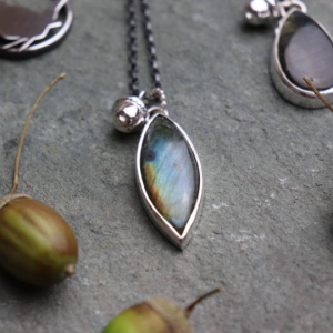 Labradorite Pendant, Acorn Jewellery, Solid silver necklace Labradorite Pendant, Acorn Jewellery, Solid silver necklace