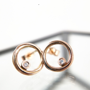 9ct Rose Gold & Diamonds Twist Continuum Earrings 9ct Rose Gold & Diamonds Twist Continuum Earrings
