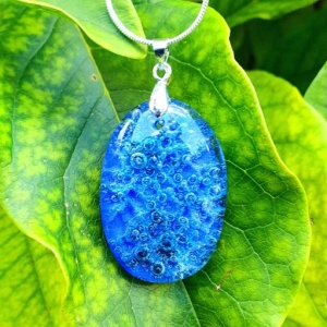 'Reya', Blue Bubbles Pendant, Layers of Bubbles in Cobalt Blue 'Reya', Blue Bubbles Pendant, Layers of Bubbles in Cobalt Blue