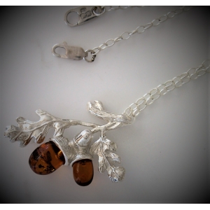 Sterling silver Amber Acorn Pendant and Chain Sterling silver Amber Acorn Pendant and Chain