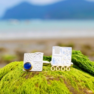 Sterling silver cufflinks, men's square cufflinks, handmade designer asymmetrical cufflinks Sterling silver cufflinks, men's square cufflinks, handmade designer asymmetrical cufflinks