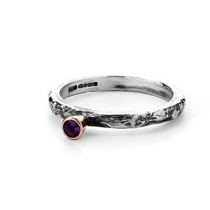 Slim Amethyst Textured Treasure Ring