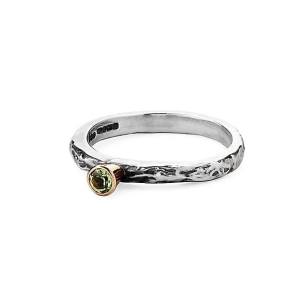 Slim Peridot Textured Treasure ring