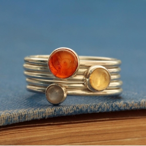Sunrise Gemstone Stacking Ring Set