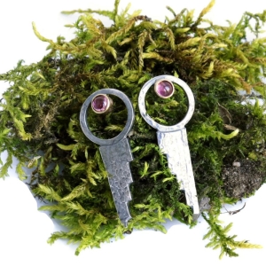 Waterfall Gemstone Silver & Gold Rustic Blossom Stud Earrings (Gemstone Choice)