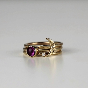 Solid Gold Moon Midi Stacking Rings