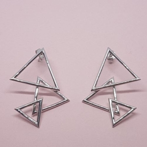 Three Peaks Triangle Earrings Silver