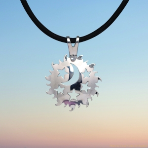 Sterling Silver Sun, Moon & Stars Pendant