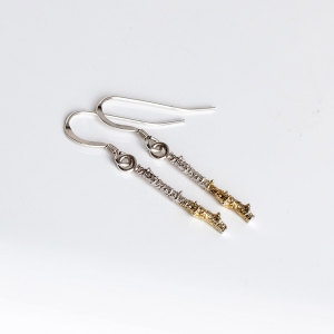 Acorn twig sterling silver earrings with gold tips