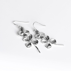 Dangling Hydrangea Sterling Silver Flower  Earrings