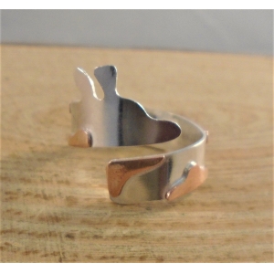 Sterling Silver and Copper Giraffe Adjustable Ring