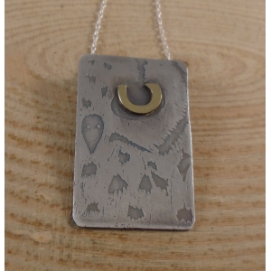 Sterling Silver and Brass Half Owl Face Necklace
